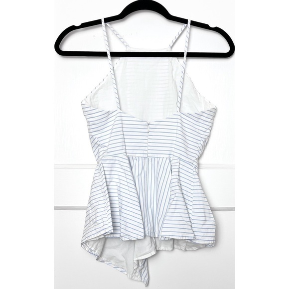HUNTER BELL Striped Cotton Square Neck Sleeveless Ruffle Peplum Cami Tank Top 0 - Picture 5 of 6